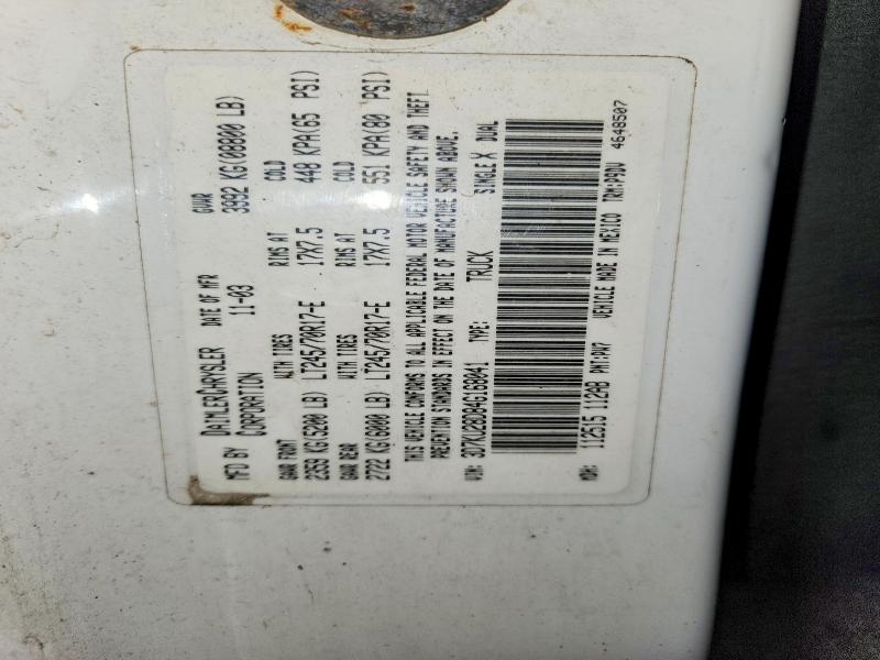 2004 Dodge Ram 2500 მანქანა იყიდება აუქციონზე, vin: 3D7KU28D84G168041, აუქციონის ნომერი: 64227096