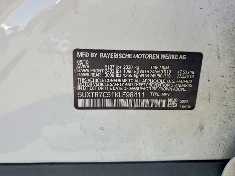 64071556 :رقم المزاد ، 5UXTR7C51KLE98411 vin ، 2019 Bmw X3 مزاد بيع