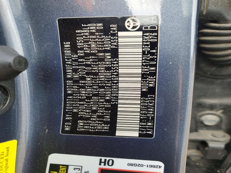 Aukcja sprzedaży 2016 Toyota Corolla, vin: 5YFBURHE4GP455645, numer aukcji: 62474776