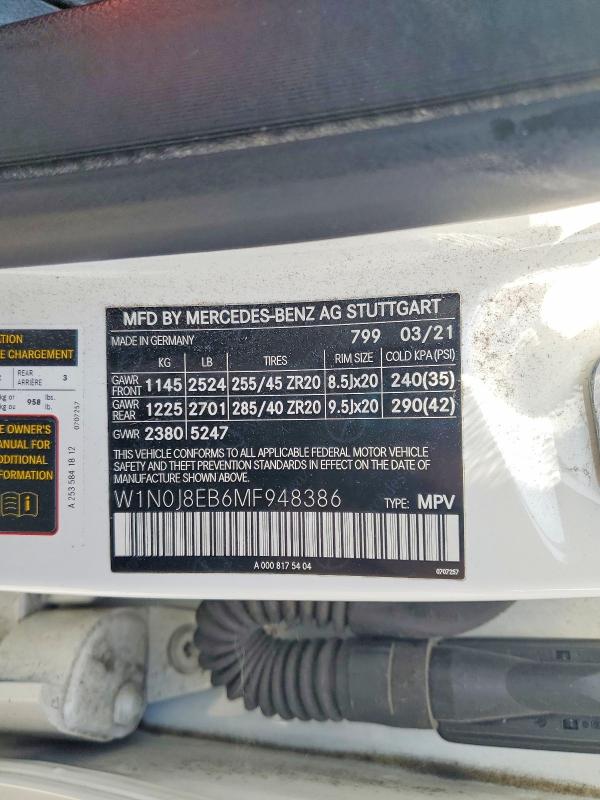 Продажа на аукционе авто 2021 Mercedes-benz Glc Coupe, vin: W1N0J8EB6MF948386, номер лота: 65383886