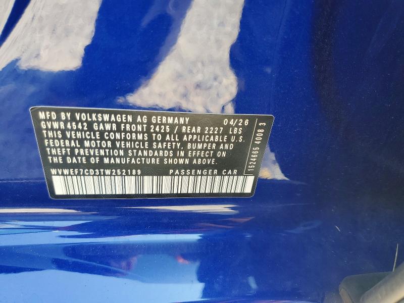 64846516 :رقم المزاد ، WVWEF7CD3TW252189 vin ، 2026 Volkswagen Golf R مزاد بيع