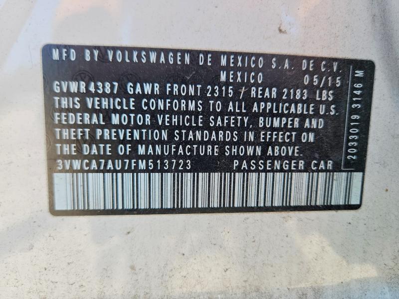 66261886 :رقم المزاد ، 3VWCA7AU7FM513723 vin ، 2015 Volkswagen Golf Sportwagen مزاد بيع
