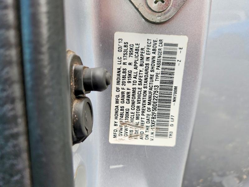 2013 Honda Civic მანქანა იყიდება აუქციონზე, vin: 19XFB2F50DE227513, აუქციონის ნომერი: 63188716