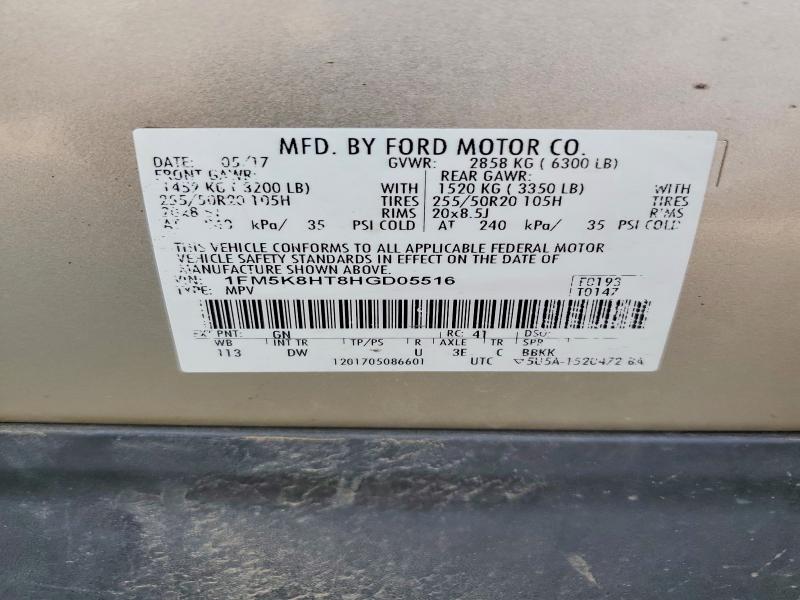 Aukcja sprzedaży 2017 Ford Explorer, vin: 1FM5K8HT8HGD05516, numer aukcji: 65027716