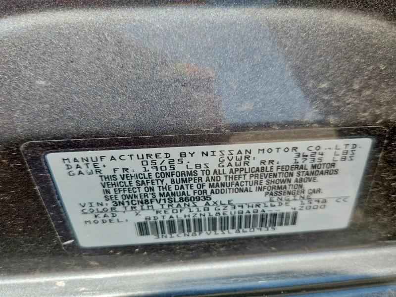 Продажа на аукционе авто 2025 Nissan Versa, vin: 3N1CN8FV1SL860935, номер лота: 64800606