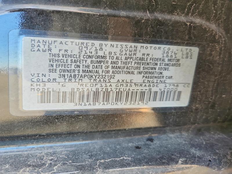 Aukcja sprzedaży 2019 Nissan Sentra, vin: 3N1AB7AP0KY232192, numer aukcji: 63421676