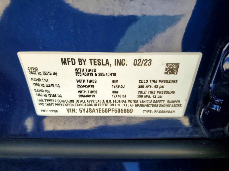 Продажа на аукционе авто 2023 Tesla Model S, vin: 5YJSA1E50PF505659, номер лота: 65411336