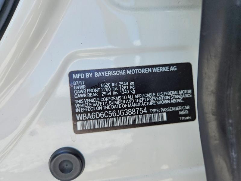 67253516 :رقم المزاد ، WBA6D6C56JG388754 vin ، 2018 Bmw 650 مزاد بيع
