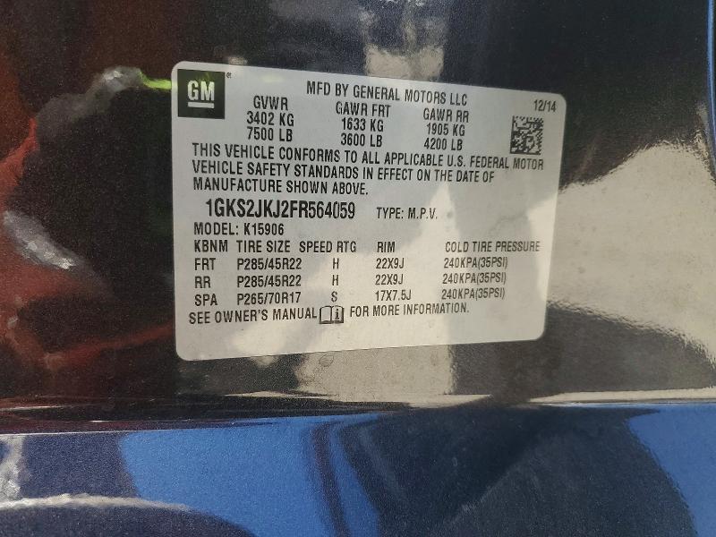 2015 Gmc Yukon Xl მანქანა იყიდება აუქციონზე, vin: 1GKS2JKJ2FR564059, აუქციონის ნომერი: 64999666