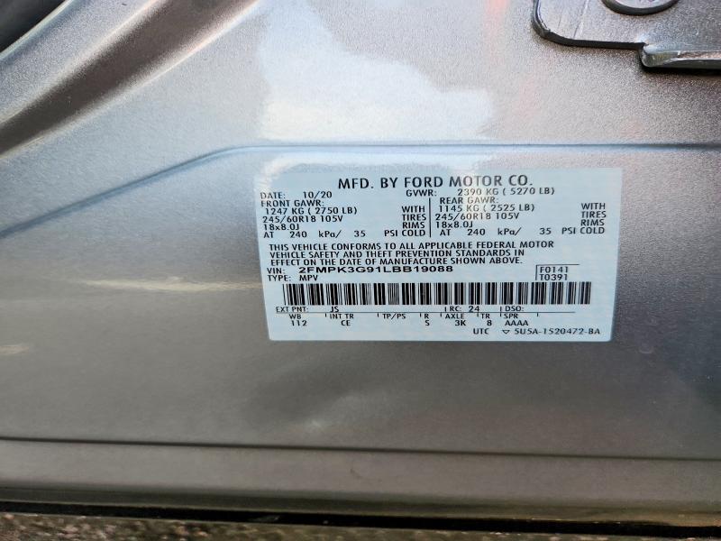 66195786 :رقم المزاد ، 2FMPK3G91LBB19088 vin ، 2020 Ford Edge مزاد بيع
