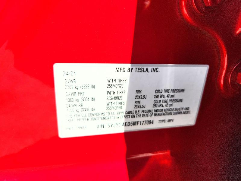 Продаж на аукціоні авто 2021 Tesla Model Y, vin: 5YJYGAED5MF177084, номер лоту: 66337346