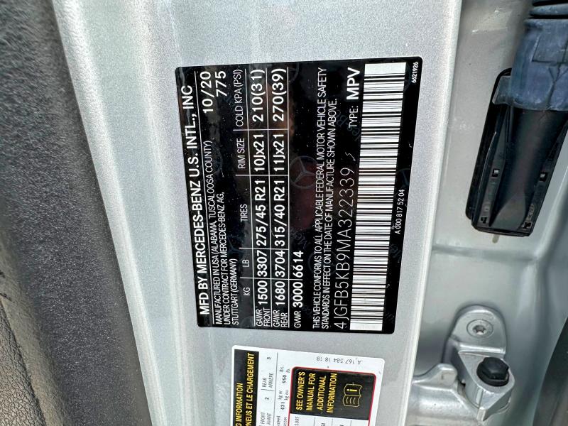 Aukcja sprzedaży 2021 Mercedes-benz Gle, vin: 4JGFB5KB9MA322339, numer aukcji: 66055636