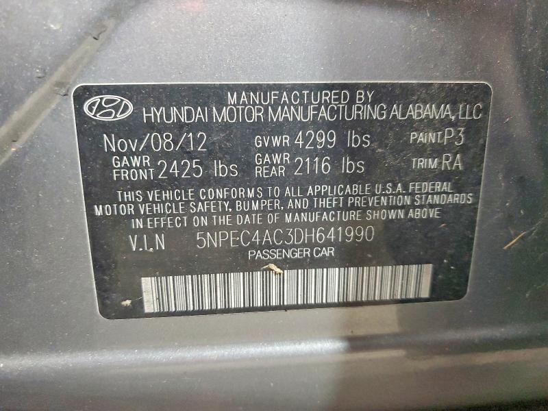 2013 Hyundai Sonata მანქანა იყიდება აუქციონზე, vin: 5NPEC4AC3DH641990, აუქციონის ნომერი: 64822556