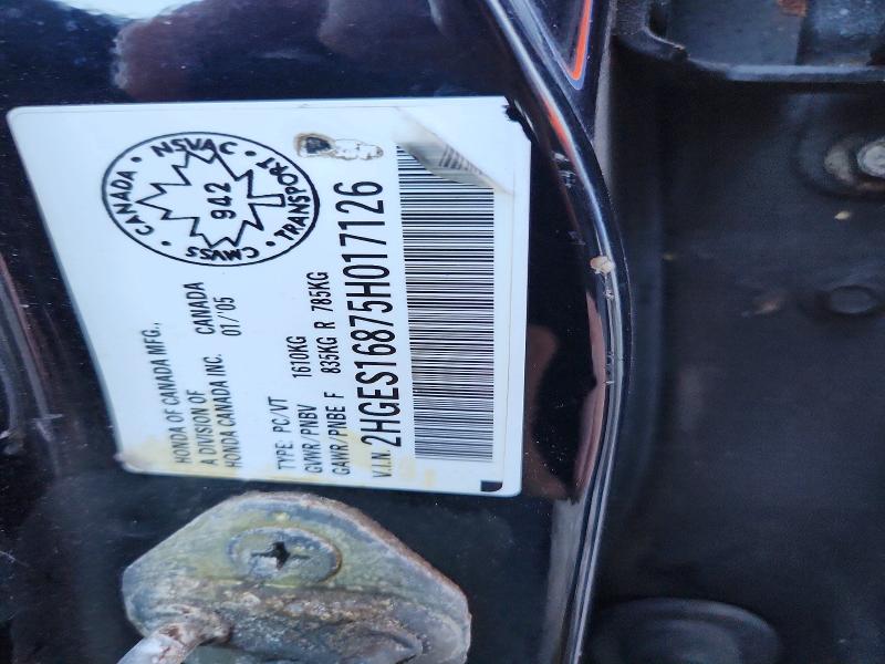 66320776 :رقم المزاد ، 2HGES16875H017126 vin ، 2005 Honda Civic مزاد بيع