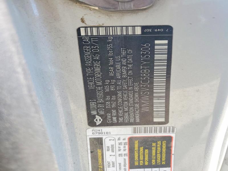 Продаж на аукціоні авто 2011 Mini Cooper, vin: WMWSV3C58BTY15306, номер лоту: 64692866