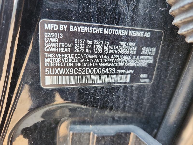 Aukcja sprzedaży 2013 Bmw X3, vin: 5UXWX9C52D0D06433, numer aukcji: 59336466