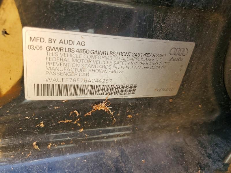 66583006 :رقم المزاد ، WAUEF78E76A244287 vin ، 2006 Audi A4 مزاد بيع