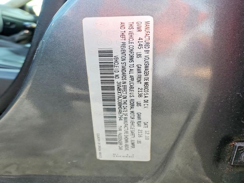 66256886 :رقم المزاد ، 3VWBX7AJ3BM046794 vin ، 2011 Volkswagen Jetta مزاد بيع