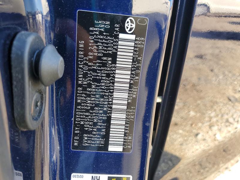 2024 Toyota Corolla მანქანა იყიდება აუქციონზე, vin: 5YFS4MCE4RP175589, აუქციონის ნომერი: 63855136