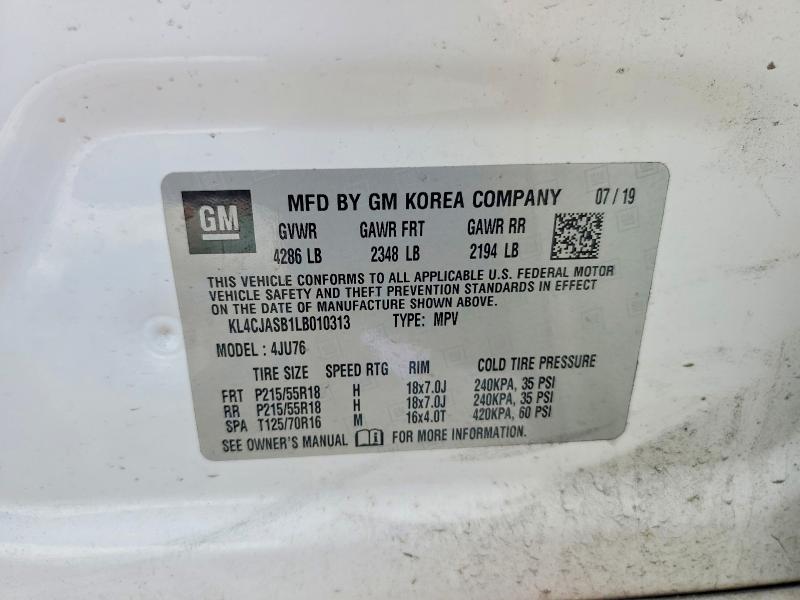 Aukcja sprzedaży 2020 Buick Encore, vin: KL4CJASB1LB010313, numer aukcji: 64856686