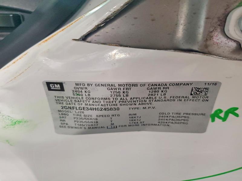 Продажа на аукционе авто 2017 Chevrolet Equinox, vin: 2GNFLGE34H6245830, номер лота: 64109986