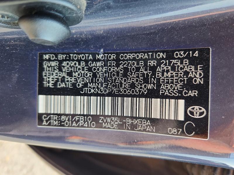 64455756 :رقم المزاد ، JTDKN3DP7E3060379 vin ، 2014 Toyota Prius Plug-in Hybrid مزاد بيع