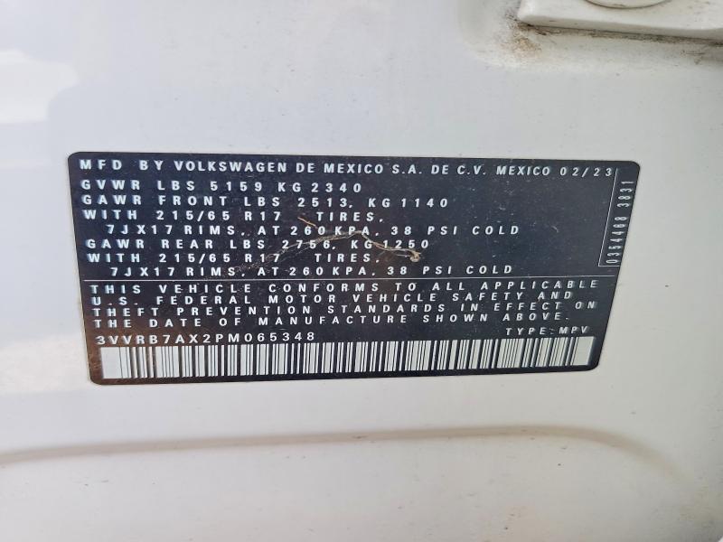 2023 Volkswagen Tiguan მანქანა იყიდება აუქციონზე, vin: 3VVRB7AX2PM065348, აუქციონის ნომერი: 66282936