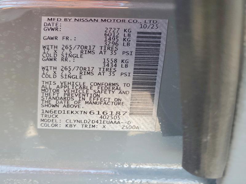 63447806 :رقم المزاد ، 1N6ED1EKXTN616187 vin ، 2026 Nissan Frontier مزاد بيع