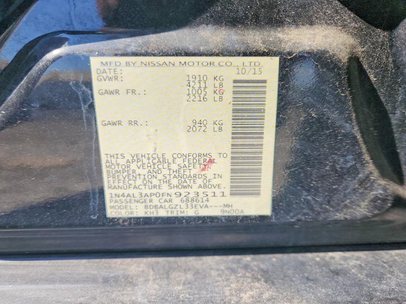 64607536 :رقم المزاد ، 1N4AL3AP0FN923511 vin ، 2015 Nissan Altima مزاد بيع