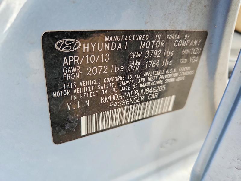 Продажа на аукционе авто 2013 Hyundai Elantra, vin: KMHDH4AE8DU846205, номер лота: 63226326