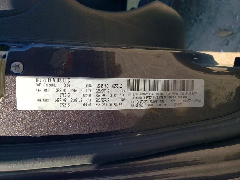 Продаж на аукціоні авто 2020 Dodge Grand Caravan, vin: 2C4RDGBGXLR195081, номер лоту: 63785816