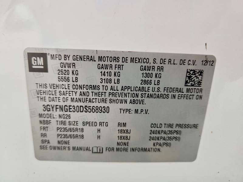Aukcja sprzedaży 2013 Cadillac Srx, vin: 3GYFNGE30DS568930, numer aukcji: 65622366