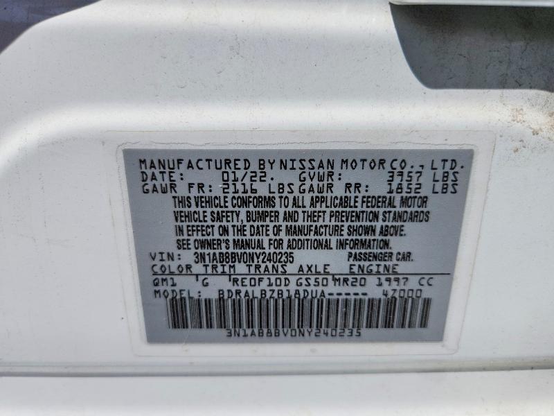 Продажа на аукционе авто 2022 Nissan Sentra, vin: 3N1AB8BV0NY240235, номер лота: 63436066