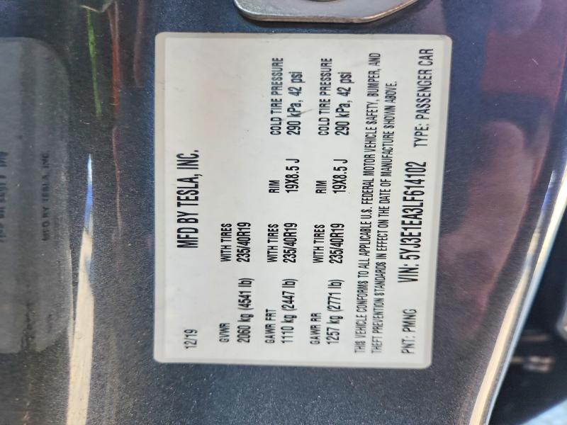 2020 Tesla Model 3 მანქანა იყიდება აუქციონზე, vin: 5YJ3E1EA3LF614102, აუქციონის ნომერი: 66045616