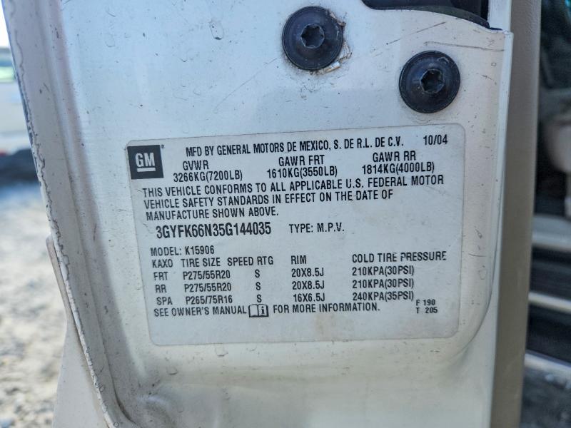 63358476 :رقم المزاد ، 3GYFK66N35G144035 vin ، 2005 Cadillac Escalade مزاد بيع