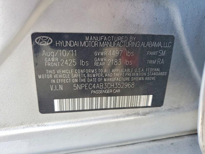 Продажа на аукционе авто 2012 Hyundai Sonata, vin: 5NPEC4AB3CH352968, номер лота: 64564826