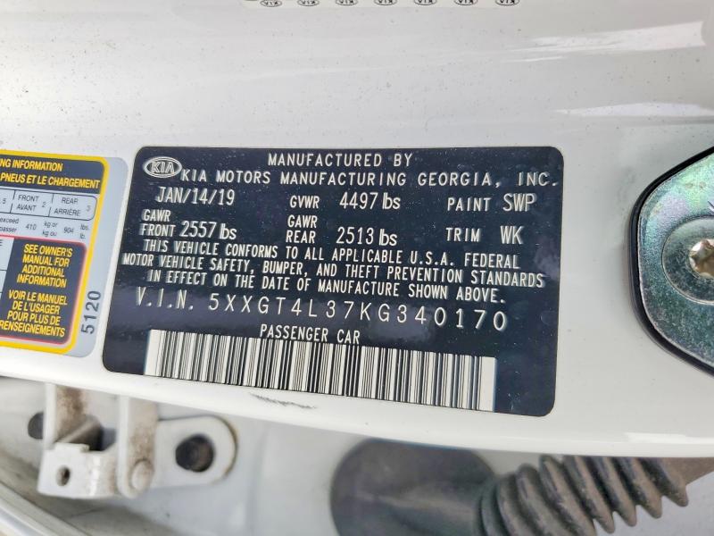 64084276 :رقم المزاد ، 5XXGT4L37KG340170 vin ، 2019 Kia Optima مزاد بيع