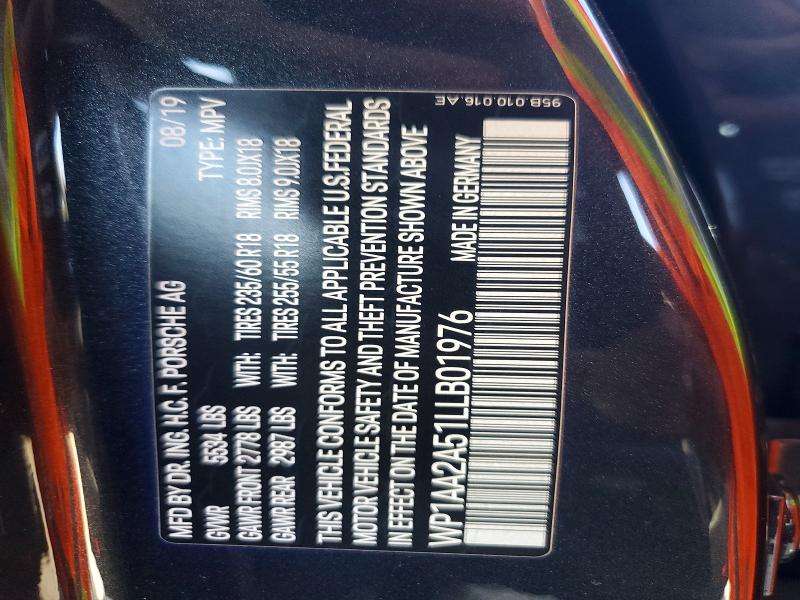 64485236 :رقم المزاد ، WP1AA2A51LLB01976 vin ، 2020 Porsche Macan مزاد بيع