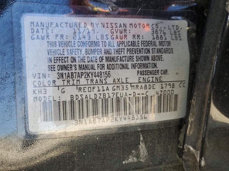 Auction sale of the 2019 Nissan Sentra, vin: 3N1AB7AP2KY448156, lot number: 65014986