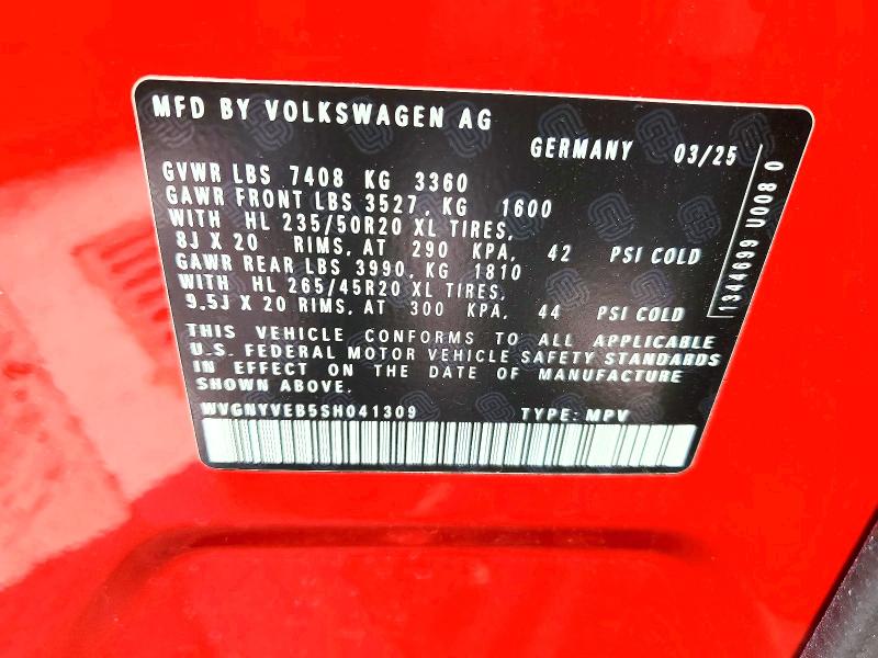 Aukcja sprzedaży 2025 Volkswagen Id Buzz, vin: WVGNYVEB5SH041309, numer aukcji: 64087576