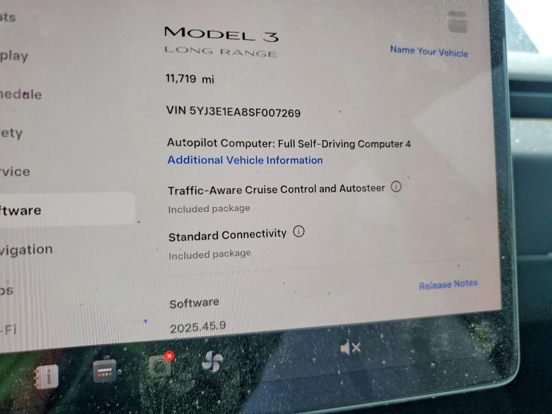 63484296 :رقم المزاد ، 5YJ3E1EA8SF007269 vin ، 2025 Tesla Model 3 مزاد بيع