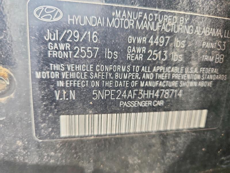 Продаж на аукціоні авто 2017 Hyundai Sonata, vin: 5NPE24AF3HH478714, номер лоту: 65160426