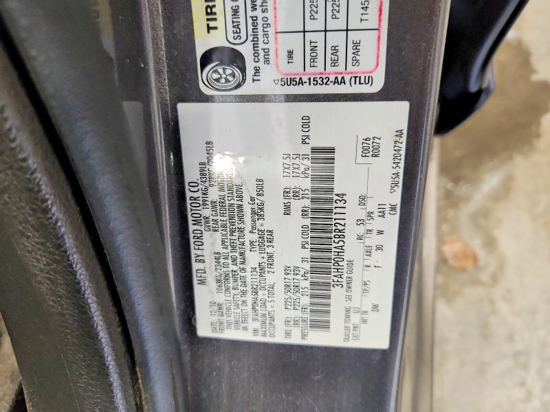Aukcja sprzedaży 2011 Ford Fusion, vin: 3FAHP0HA5BR211134, numer aukcji: 64014856