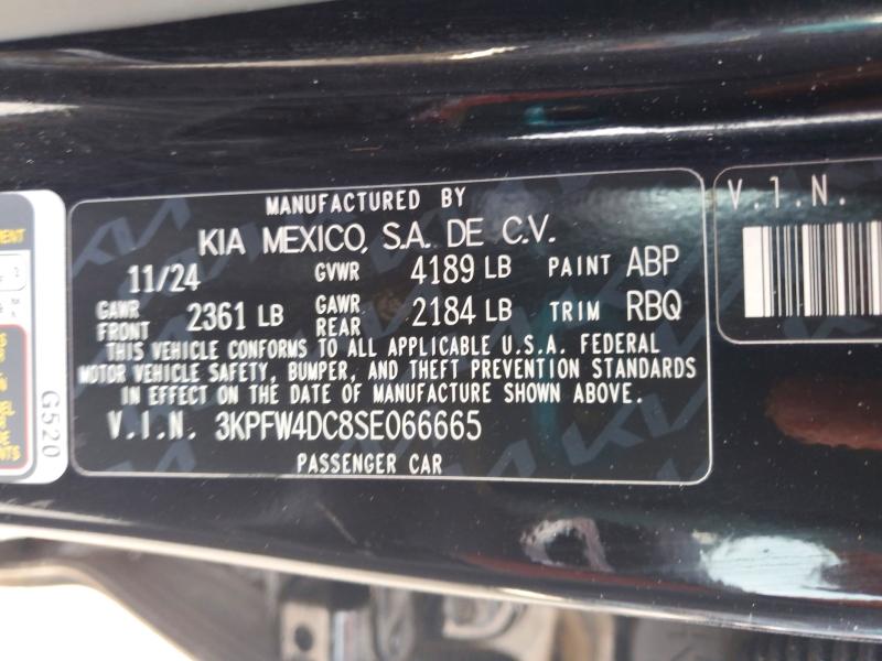 2025 Kia K4 მანქანა იყიდება აუქციონზე, vin: 3KPFW4DC8SE066665, აუქციონის ნომერი: 63895696