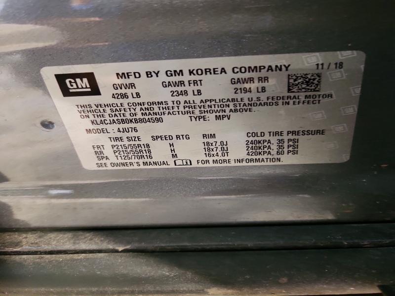 65414146 :رقم المزاد ، KL4CJASB0KB804590 vin ، 2019 Buick Encore مزاد بيع