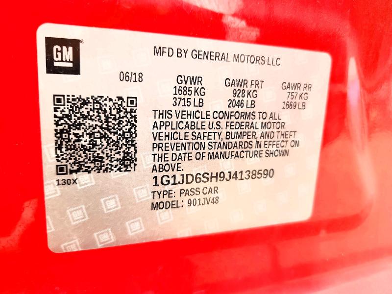 Aukcja sprzedaży 2018 Chevrolet Sonic, vin: 1G1JD6SH9J4138590, numer aukcji: 63709236