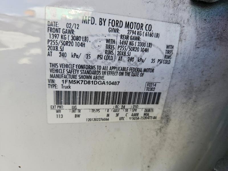 Aukcja sprzedaży 2013 Ford Explorer, vin: 1FM5K7D81DGA10487, numer aukcji: 64534406