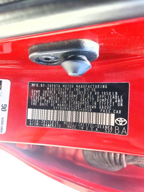 Продажа на аукционе авто 2016 Toyota Corolla, vin: 5YFBURHEXGP549058, номер лота: 63345826