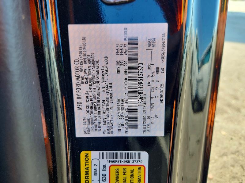 65276836 :رقم المزاد ، 1FA6P8TH9R5137370 vin ، 2024 Ford Mustang مزاد بيع