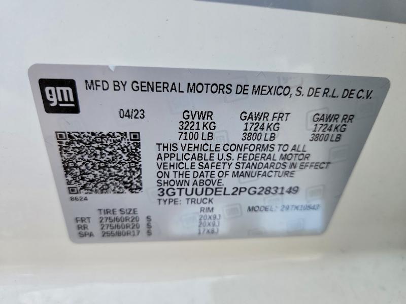 Продаж на аукціоні авто 2023 Gmc Sierra, vin: 3GTUUDEL2PG283149, номер лоту: 65906316